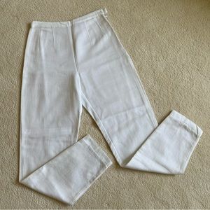 Ann Taylor 100% Cotton Pique Pant Side Zipper Size 2 White